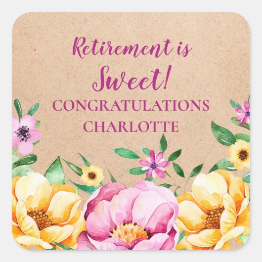 Spring Flowers Retirement Party Favoriet Label (Voorkant)