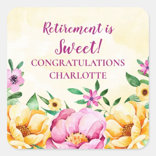 Spring Flowers Retirement Party Favoriet Label (Voorkant)