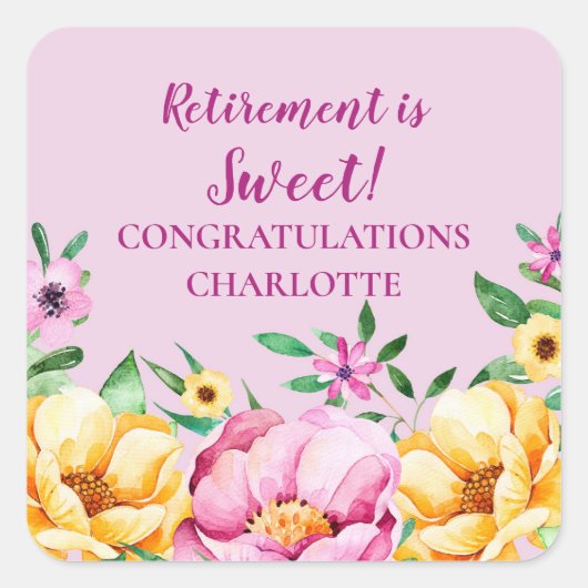 Spring Flowers Retirement Party Favoriet Label (Voorkant)