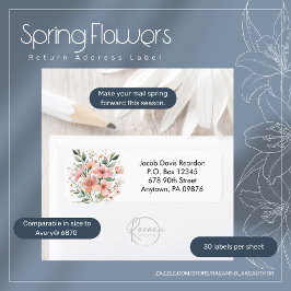 Spring Flowers Return Address Label
