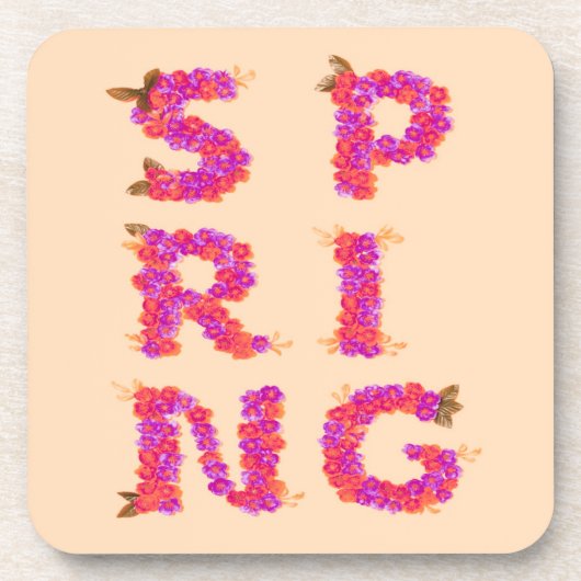 Spring Flowers Roze Bier Onderzetter (Voorkant)