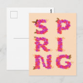 Spring Flowers Roze Briefkaart (Voorkant / Achterkant)