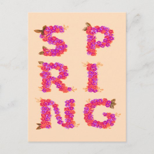 Spring Flowers Roze Briefkaart (Voorkant)