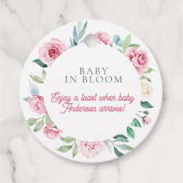 Spring Flowers Roze Circle Meisje Baby shower Bedankjes Labels