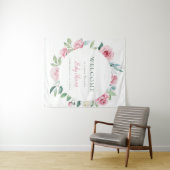 Spring Flowers Roze Circle Meisje Baby shower Wandkleed (In Situ (horizontaal))