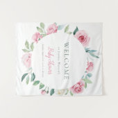 Spring Flowers Roze Circle Meisje Baby shower Wandkleed (Voorkant (horizontaal))