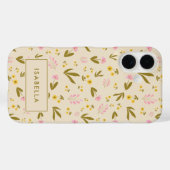 Spring Flowers roze groene Floral Aangepaste naam Case-Mate iPhone Case (Achterkant (horizontaal))