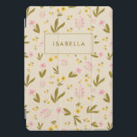Spring Flowers roze groene Floral Aangepaste naam iPad Pro Cover<br><div class="desc">Spring Flowers Roze Green Floral Aangepaste Naam Hoesje</div>