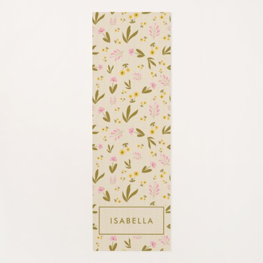 Spring Flowers roze groene Floral Aangepaste naam Yogamat (Voorkant)