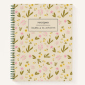 Spring Flowers Roze groene Floral Custom Recipe Notitieboek (Voorkant)
