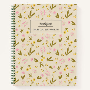 Spring Flowers Roze groene Floral Custom Recipe Notitieboek