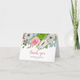 Spring Flowers Rozen Anemonen | Huwelijk Dank u Bedankkaart