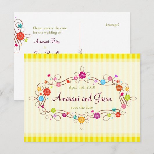 Spring Flowers Save the Date Post Kaart (Voorkant / Achterkant)