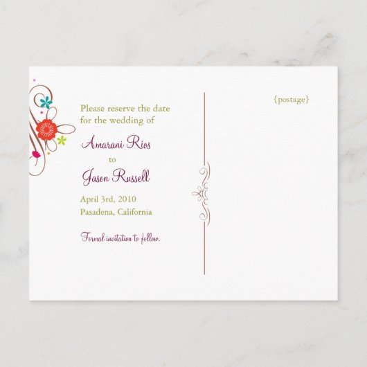 Spring Flowers Save the Date Post Kaart (Achterkant)