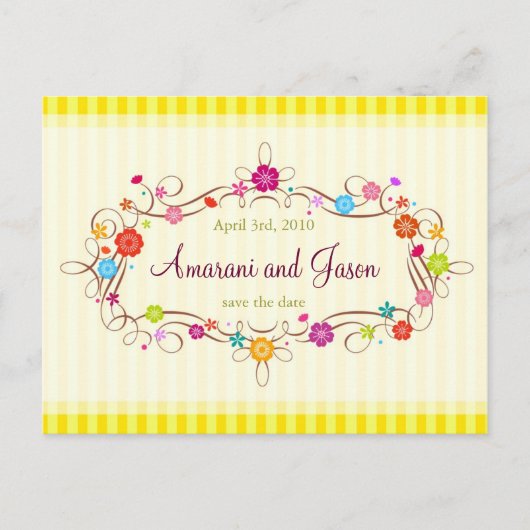 Spring Flowers Save the Date Post Kaart (Voorkant)