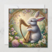 Spring Flowers Schattige Musical Bunny Easter Feestdagenkaart (Voorkant)