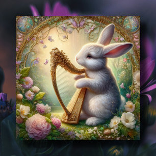 Spring Flowers Schattige Musical Bunny Easter Feestdagenkaart