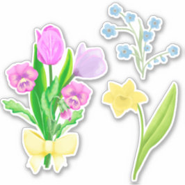 Spring Flowers Scrapbook Stationery Sticker