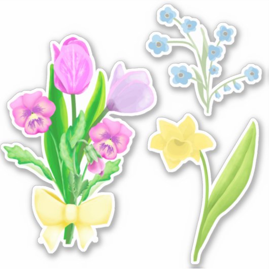 Spring Flowers Scrapbook Stationery Sticker (Voorkant)