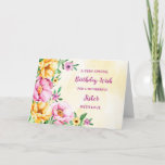 Spring Flowers Sister Birthday Card Kaart<br><div class="desc">en doordacht wenskaart voor de verjaardag van je zus met geel,  paarse en roze voorjaarsbloemen,  rustieke waterverf en handgelinkte stijltekst.</div>