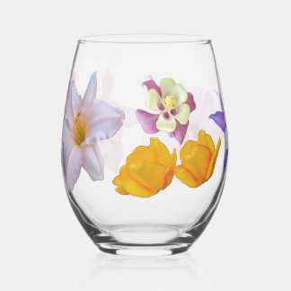 Spring Flowers Stemless Wine Glass Wijnglas Zonder Voet