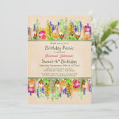 Spring Flowers Sweet 16 Birthday Picnic Party Kaart (Staand voorkant)