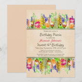Spring Flowers Sweet 16 Birthday Picnic Party Kaart (Voorkant / Achterkant)