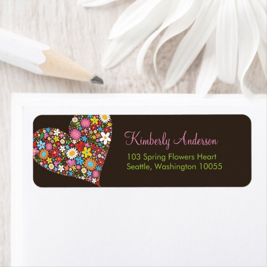 Spring Flowers Valentijn Hart Adresetiketten Etiket (Insitu)