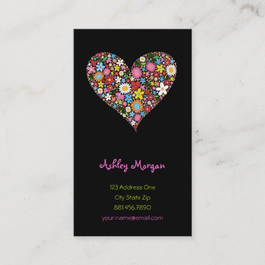 Spring Flowers Valentijn Heart Love Profile Card Visitekaartje (Voorkant)