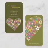 Spring Flowers Valentijn Heart Love Profile Card Visitekaartje (Voorkant / Achterkant)