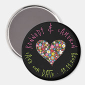 Spring Flowers Valentijn Heart Love Save the Date Magneet (Voorkant / Achterkant)