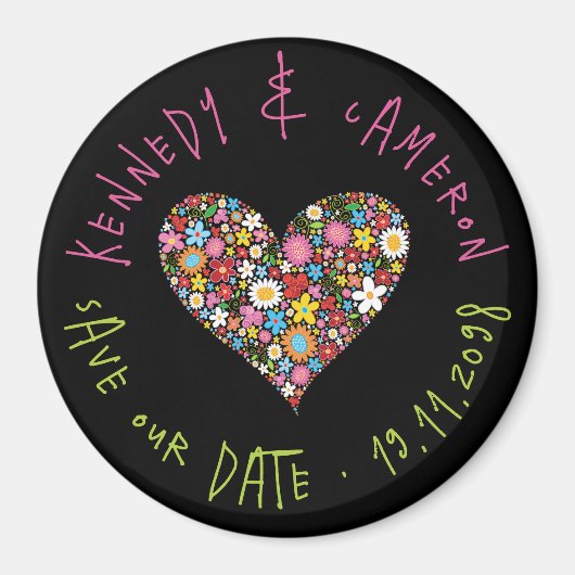 Spring Flowers Valentijn Heart Love Save the Date Magneet (Voorkant)