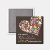 Spring Flowers Valentijn Heart Save The Date Magneet (Voorkant / Achterkant)