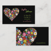 Spring Flowers Valentijn Heart Whimsical Love Visitekaartje (Voorkant / Achterkant)