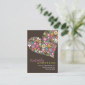 Spring Flowers Valentijn Love Heart Profile Card Visitekaartje (Staand voorkant)
