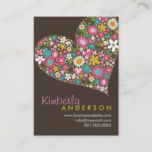 Spring Flowers Valentijn Love Heart Profile Card Visitekaartje (Voorkant)