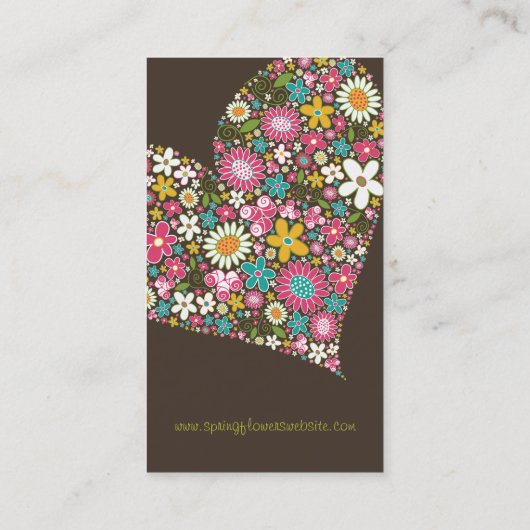 Spring Flowers Valentijn Love Heart Profile Card Visitekaartje (Achterkant)