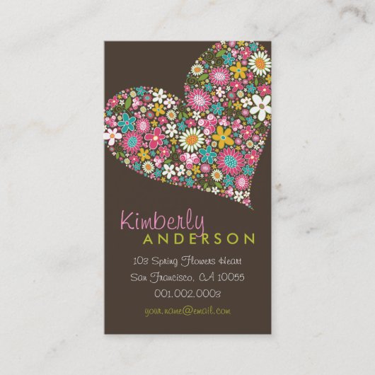 Spring Flowers Valentijn Love Heart Profile Card Visitekaartje (Voorkant)