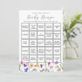 Spring Flowers Vind de Gast Baby Bingo Game Kaart (Staand voorkant)