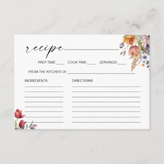 Spring Flowers Vrijgezellenfeest Recept Kaart (Voorkant)
