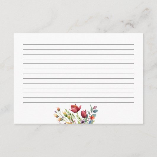 Spring Flowers Vrijgezellenfeest Recept Kaart (Achterkant)