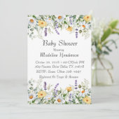 Spring Flowers Waterverf Baby shower Uitnodiging (Staand voorkant)
