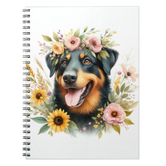 Spring Flowers Waterverf Beauceron - Notitieboek