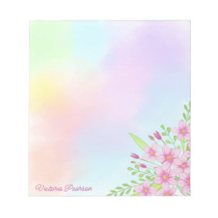 Spring Flowers Waterverf Kleurrijke Pastel Gradien Notitieblok