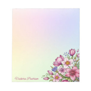 Spring Flowers Waterverf Kleurrijke Pastel Gradien Notitieblok