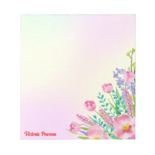 Spring Flowers Waterverf Kleurrijke Pastel Gradien Notitieblok
