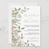 Spring Flowers Waterverf Roze bruiloft Kaart (Voorkant)