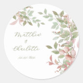 Spring Flowers Waterverf Roze bruiloft Ronde Sticker (Voorkant)