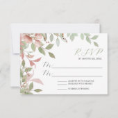 Spring Flowers Waterverf Roze bruiloft RSVP Kaartje (Voorkant)
