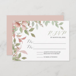 Spring Flowers Waterverf Roze bruiloft RSVP Kaartje